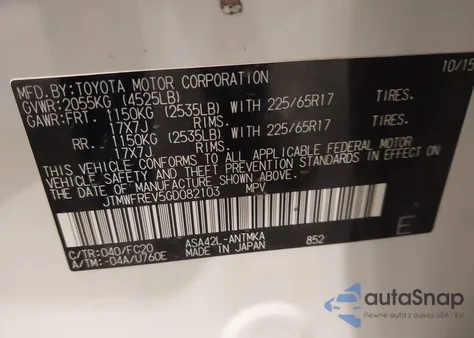 2016 Toyota Rav4 Xle z USA, uszkodzony, nr VIN JTMWFREV5GD082103